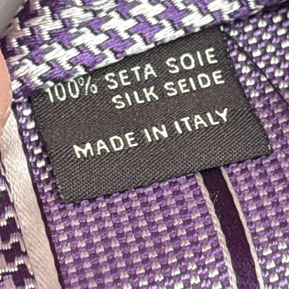 Canali Tie‎ Mens Purple Jacquard Stripe 100% Silk Made Italy Woven Necktie NEW